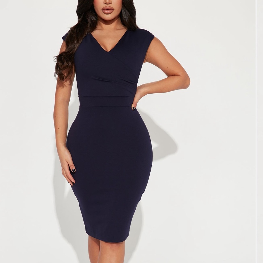 Fashion Nova Deep Blue Midi Dress